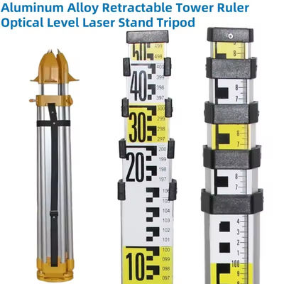Buy Aluminum Alloy Retractable Tower Ruler Optical Level Laser Stand Tripod For Automatic Optical Level/360 Level Measuring Tool online manufacture